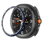 Anel Protetor de Metal com Diamantes de Uma Fileira, Para Samsung Galaxy Watch8 Classic 46mm