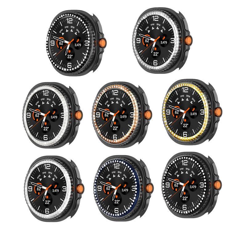 Anel Protetor de Metal com Diamantes de Uma Fileira, Para Samsung Galaxy Watch8 Classic 46mm