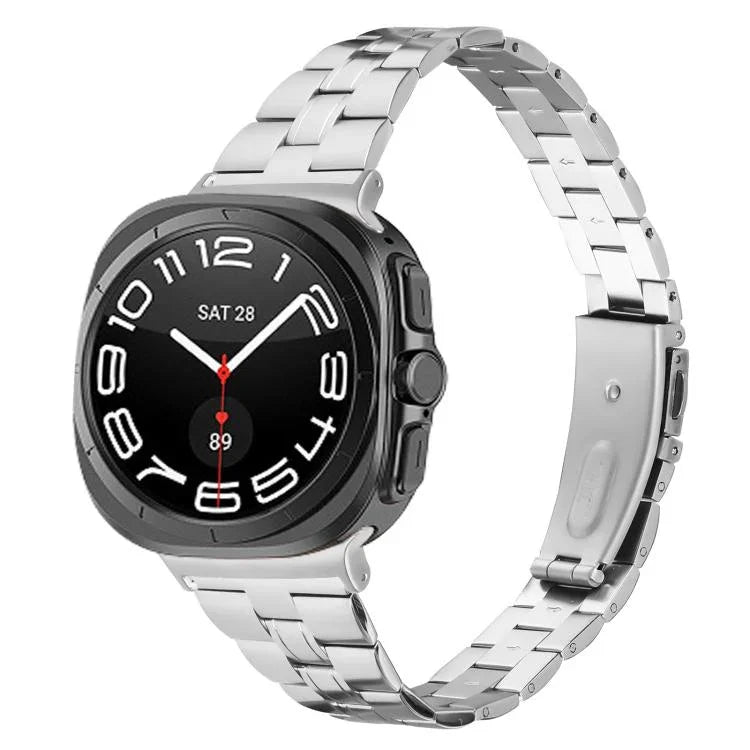Pulseira de Relógio Slim em Aço Inoxidável com Três Contas, Para Samsung Galaxy Watch Ultra 47mm / Ultra 2025