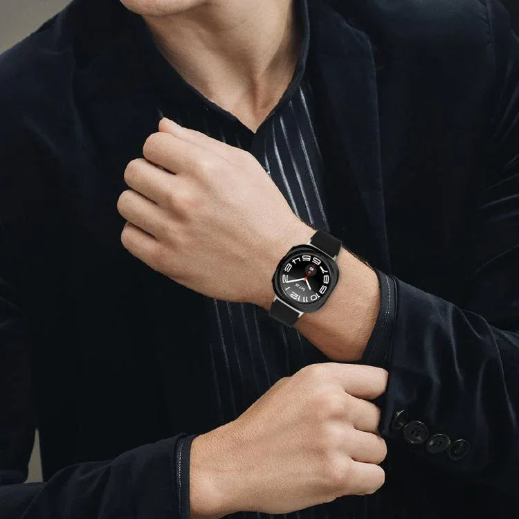 Pulseira de Relógio em Couro Nappa Genuíno com Fivela Prateada, Para Samsung Galaxy Watch Ultra 47mm / Ultra 2025