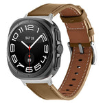 Pulseira de Relógio em Couro Nappa Genuíno com Fivela Prateada, Para Samsung Galaxy Watch Ultra 47mm / Ultra 2025