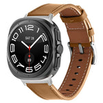 Pulseira de Relógio em Couro Nappa Genuíno com Fivela Prateada, Para Samsung Galaxy Watch Ultra 47mm / Ultra 2025