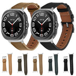 Pulseira de Relógio em Couro Nappa Genuíno com Fivela Prateada, Para Samsung Galaxy Watch Ultra 47mm / Ultra 2025