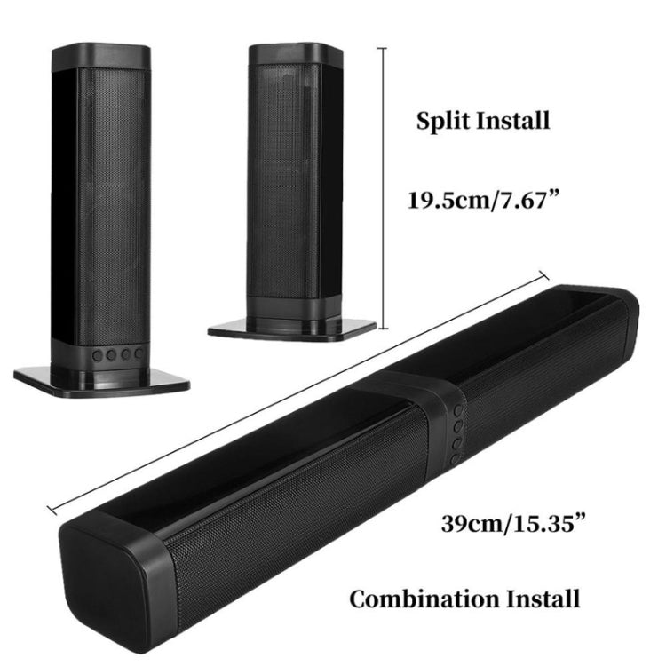 Soundbar Sem Fios para TV BKS-33 5.0, Suporta TF, Removível e Ligável, Efeito Estéreo 3D