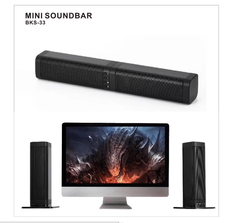 Soundbar Sem Fios para TV BKS-33 5.0, Suporta TF, Removível e Ligável, Efeito Estéreo 3D