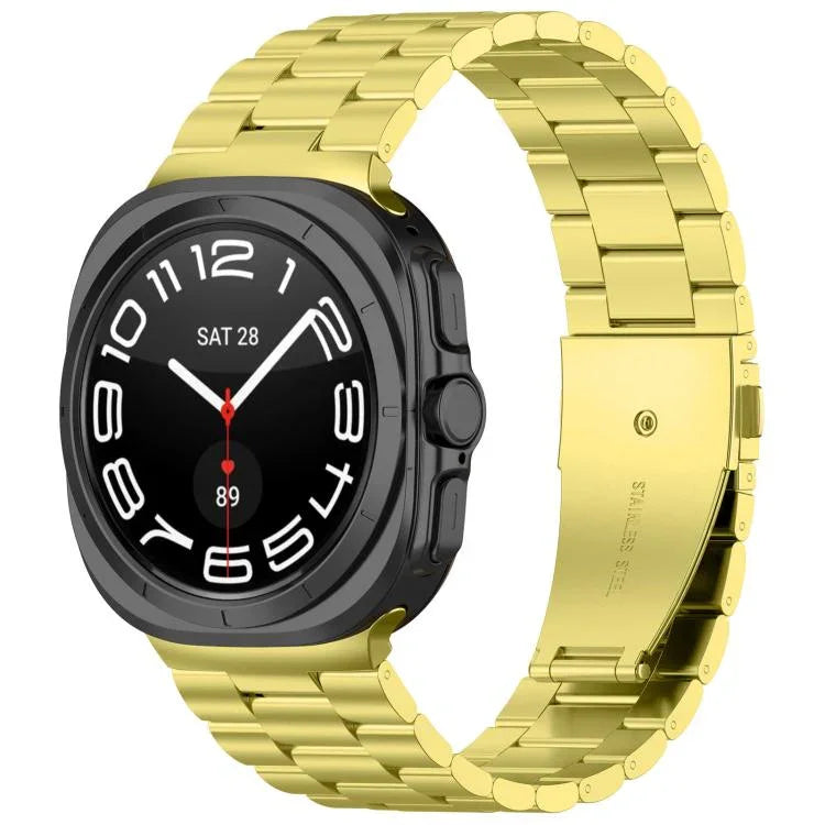 Three Beads Stainless Steel Watch Band with Removal Tool, For Samsung Galaxy Watch Ultra 47mm / Ultra 2025, For Samsung Galaxy Watch8 / Watch8 Classic