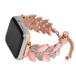 Pulseira de Relógio em Liga com Diamantes em Forma de Folha, Para Apple Watch 46mm / 49mm / 45mm / 44mm, Para Apple Watch 42mm / 41mm / 40mm / 38mm