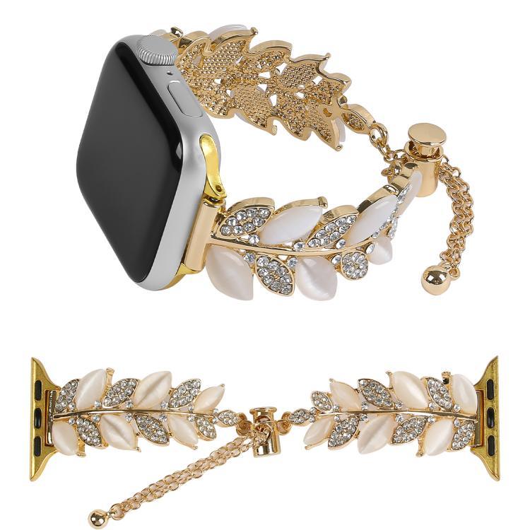 Pulseira de Relógio em Liga com Diamantes em Forma de Folha, Para Apple Watch 46mm / 49mm / 45mm / 44mm, Para Apple Watch 42mm / 41mm / 40mm / 38mm