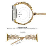 Pulseira de Relógio em Liga com Diamantes em Forma de Folha, Para Apple Watch 46mm / 49mm / 45mm / 44mm, Para Apple Watch 42mm / 41mm / 40mm / 38mm