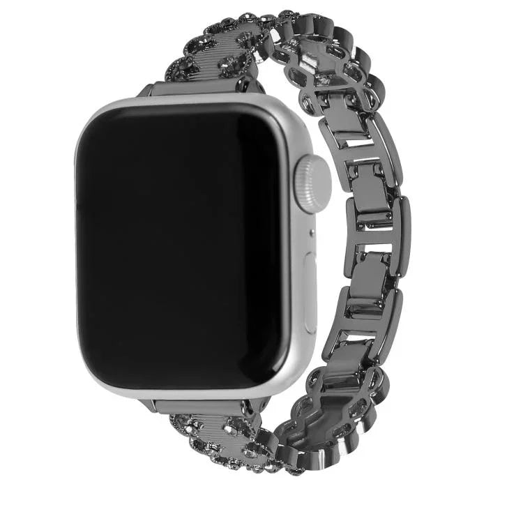 Pulseira de Relógio Metálica em Liga com Diamantes e Borda de Renda, Para Apple Watch 46mm / 49mm / 45mm / 44mm, Para Apple Watch 42mm / 41mm / 40mm / 38mm