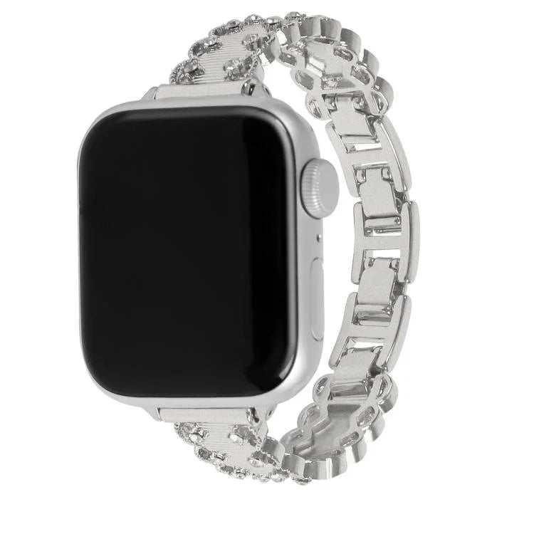 Pulseira de Relógio Metálica em Liga com Diamantes e Borda de Renda, Para Apple Watch 46mm / 49mm / 45mm / 44mm, Para Apple Watch 42mm / 41mm / 40mm / 38mm