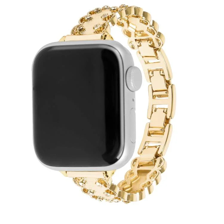 Pulseira de Relógio Metálica em Liga com Diamantes e Borda de Renda, Para Apple Watch 46mm / 49mm / 45mm / 44mm, Para Apple Watch 42mm / 41mm / 40mm / 38mm