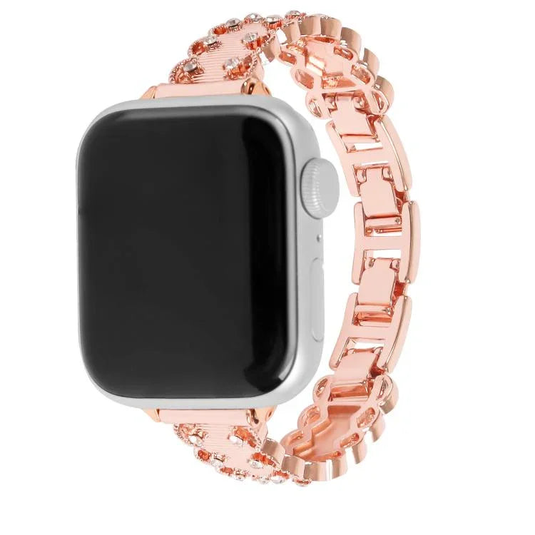Pulseira de Relógio Metálica em Liga com Diamantes e Borda de Renda, Para Apple Watch 46mm / 49mm / 45mm / 44mm, Para Apple Watch 42mm / 41mm / 40mm / 38mm