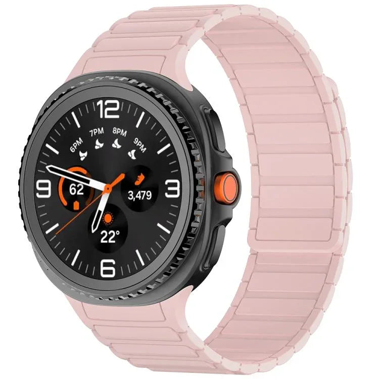 Bracelete de Silicone Magnético com Três Contas, para Samsung Galaxy Watch8 / Watch8 Classic