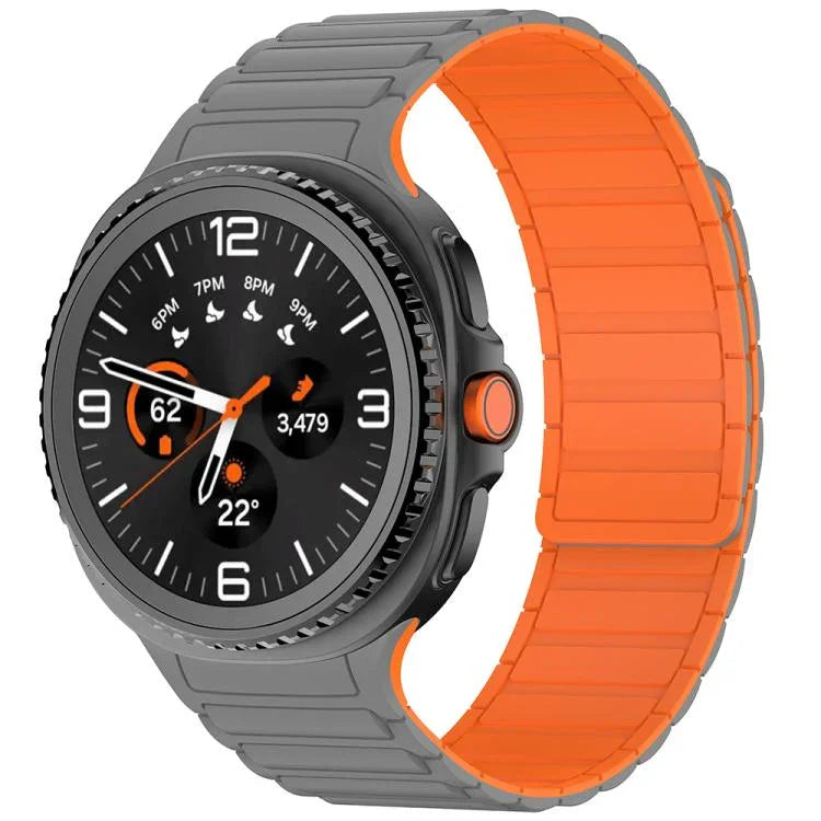 Bracelete de Silicone Magnético com Três Contas, para Samsung Galaxy Watch8 / Watch8 Classic