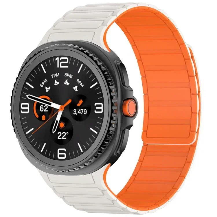 Bracelete de Silicone Magnético com Três Contas, para Samsung Galaxy Watch8 / Watch8 Classic