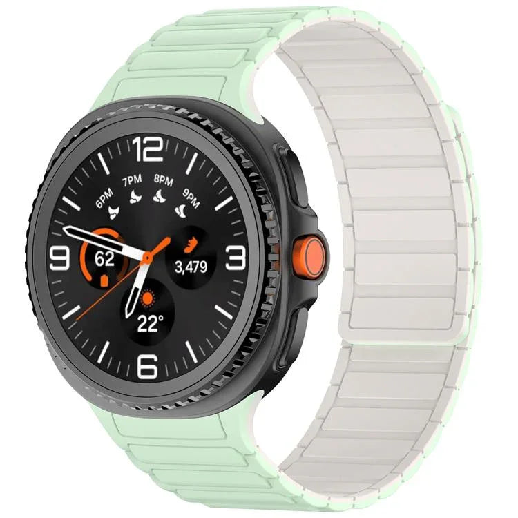 Bracelete de Silicone Magnético com Três Contas, para Samsung Galaxy Watch8 / Watch8 Classic
