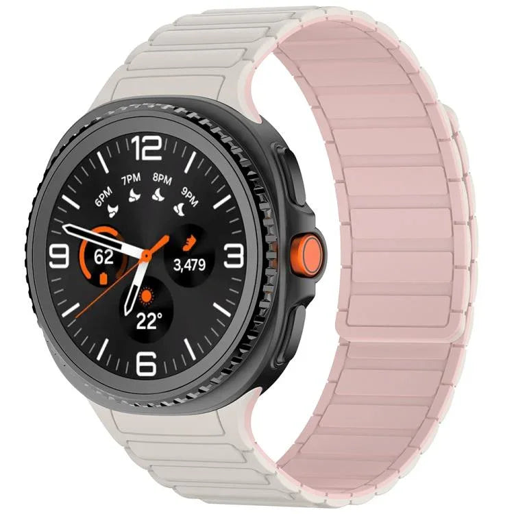 Bracelete de Silicone Magnético com Três Contas, para Samsung Galaxy Watch8 / Watch8 Classic