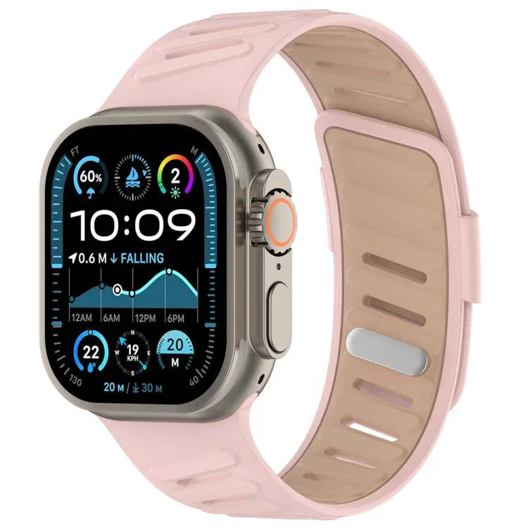Pulseira de Relógio em Silicone Respirável Bicolor com Fivela Oblíqua, Para Apple Watch 46mm / 49mm / 45mm / 44mm