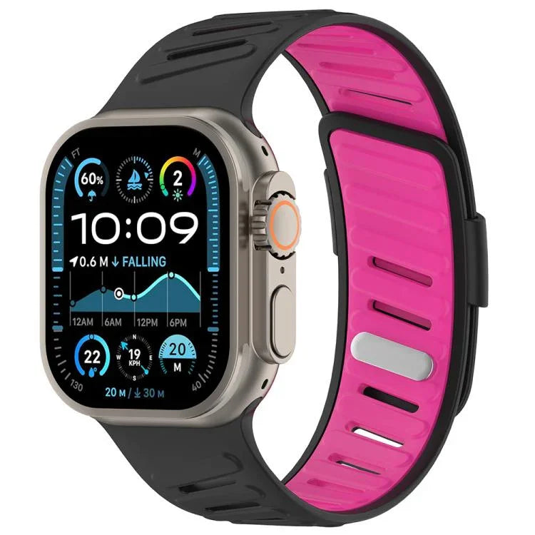 Pulseira de Relógio em Silicone Respirável Bicolor com Fivela Oblíqua, Para Apple Watch 46mm / 49mm / 45mm / 44mm