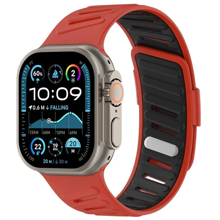 Pulseira de Relógio em Silicone Respirável Bicolor com Fivela Oblíqua, Para Apple Watch 46mm / 49mm / 45mm / 44mm
