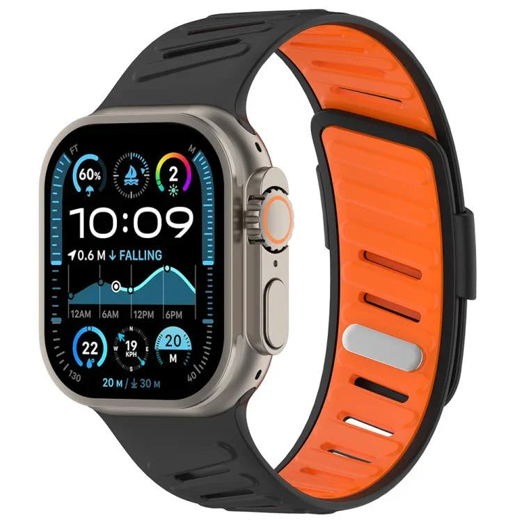 Pulseira de Relógio em Silicone Respirável Bicolor com Fivela Oblíqua, Para Apple Watch 46mm / 49mm / 45mm / 44mm