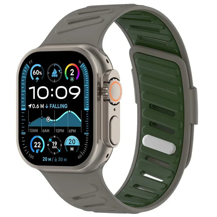 Pulseira de Relógio em Silicone Respirável Bicolor com Fivela Oblíqua, Para Apple Watch 46mm / 49mm / 45mm / 44mm