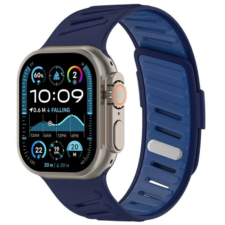 Pulseira de Relógio em Silicone Respirável Bicolor com Fivela Oblíqua, Para Apple Watch 46mm / 49mm / 45mm / 44mm