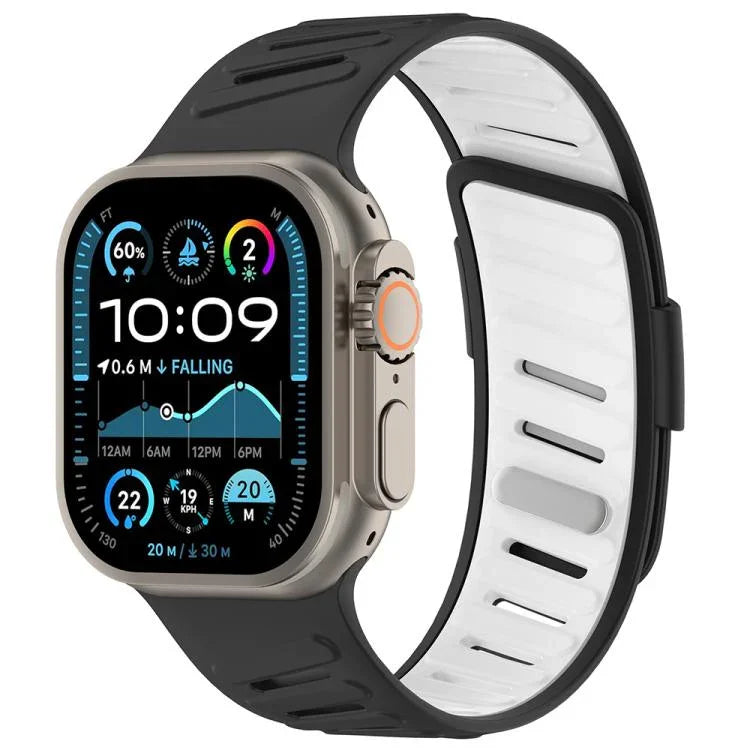 Pulseira de Relógio em Silicone Respirável Bicolor com Fivela Oblíqua, Para Apple Watch 46mm / 49mm / 45mm / 44mm