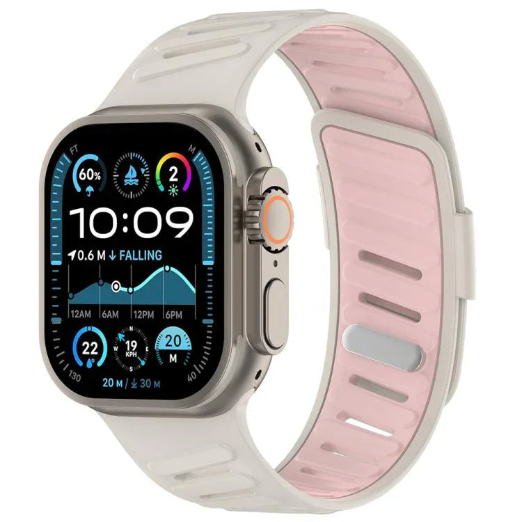 Pulseira de Relógio em Silicone Respirável Bicolor com Fivela Oblíqua, Para Apple Watch 46mm / 49mm / 45mm / 44mm