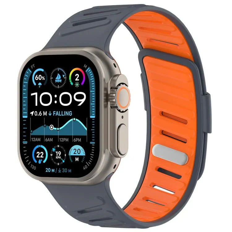 Pulseira de Relógio em Silicone Respirável Bicolor com Fivela Oblíqua, Para Apple Watch 46mm / 49mm / 45mm / 44mm