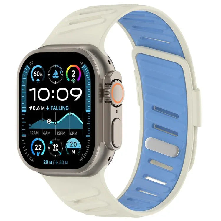Pulseira de Relógio em Silicone Respirável Bicolor com Fivela Oblíqua, Para Apple Watch 46mm / 49mm / 45mm / 44mm