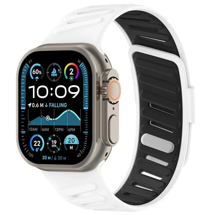 Pulseira de Relógio em Silicone Respirável Bicolor com Fivela Oblíqua, Para Apple Watch 46mm / 49mm / 45mm / 44mm