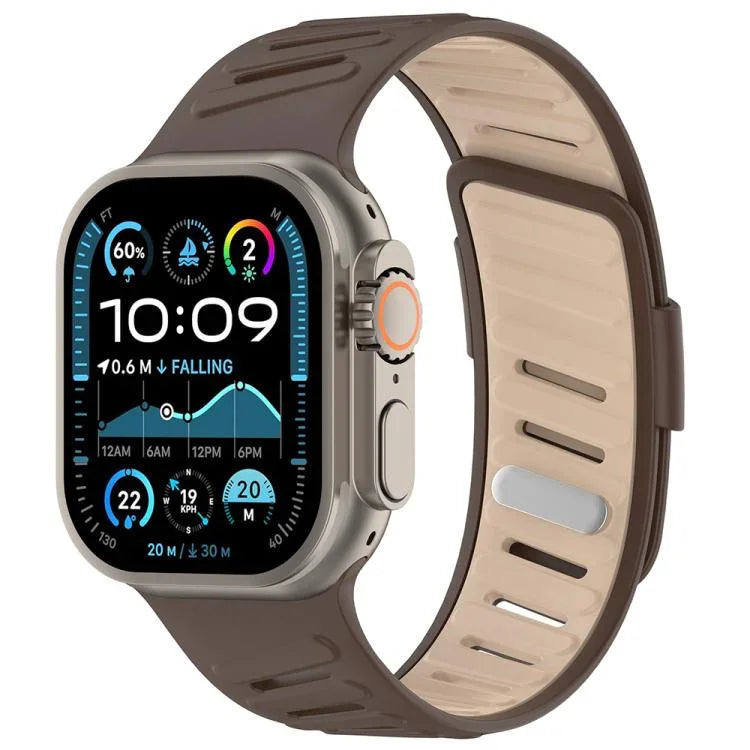 Pulseira de Relógio em Silicone Respirável Bicolor com Fivela Oblíqua, Para Apple Watch 46mm / 49mm / 45mm / 44mm
