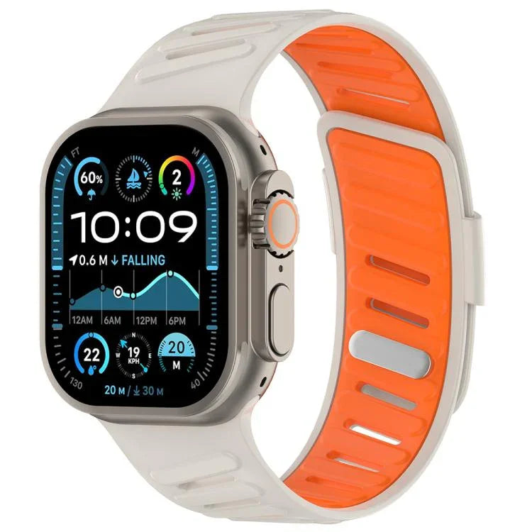 Pulseira de Relógio em Silicone Respirável Bicolor com Fivela Oblíqua, Para Apple Watch 46mm / 49mm / 45mm / 44mm