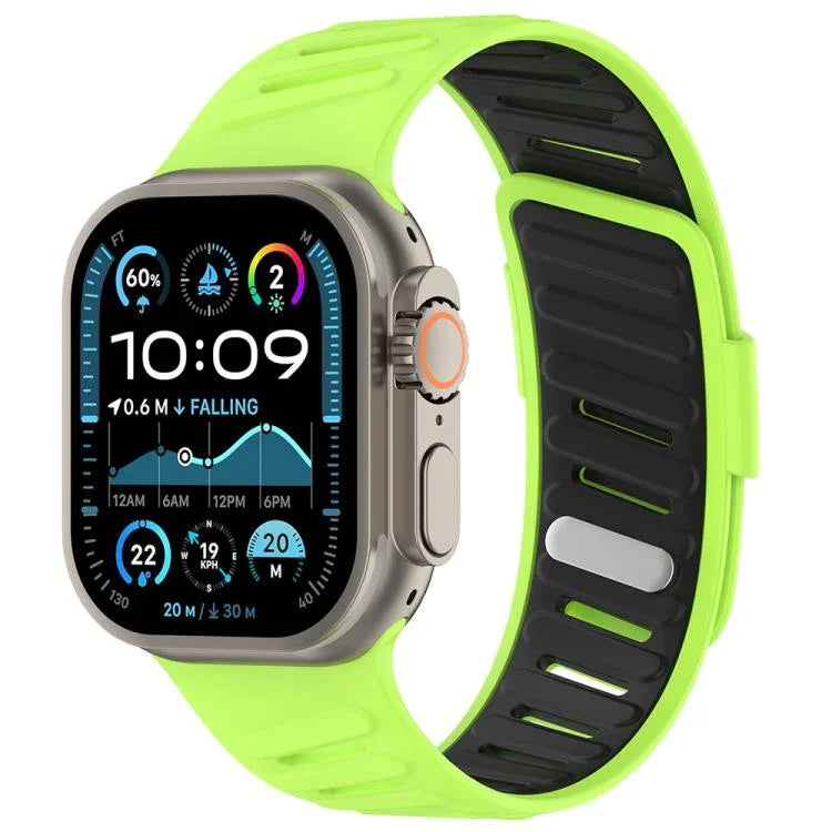 Pulseira de Relógio em Silicone Respirável Bicolor com Fivela Oblíqua, Para Apple Watch 46mm / 49mm / 45mm / 44mm