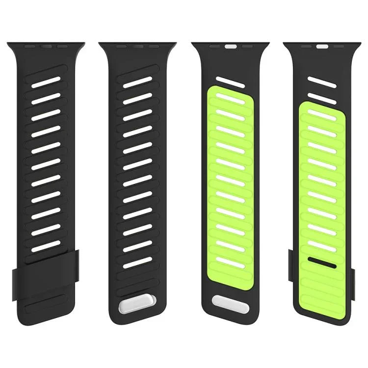 Pulseira de Relógio em Silicone Respirável Bicolor com Fivela Oblíqua, Para Apple Watch 46mm / 49mm / 45mm / 44mm