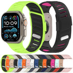 Pulseira de Relógio em Silicone Respirável Bicolor com Fivela Oblíqua, Para Apple Watch 46mm / 49mm / 45mm / 44mm