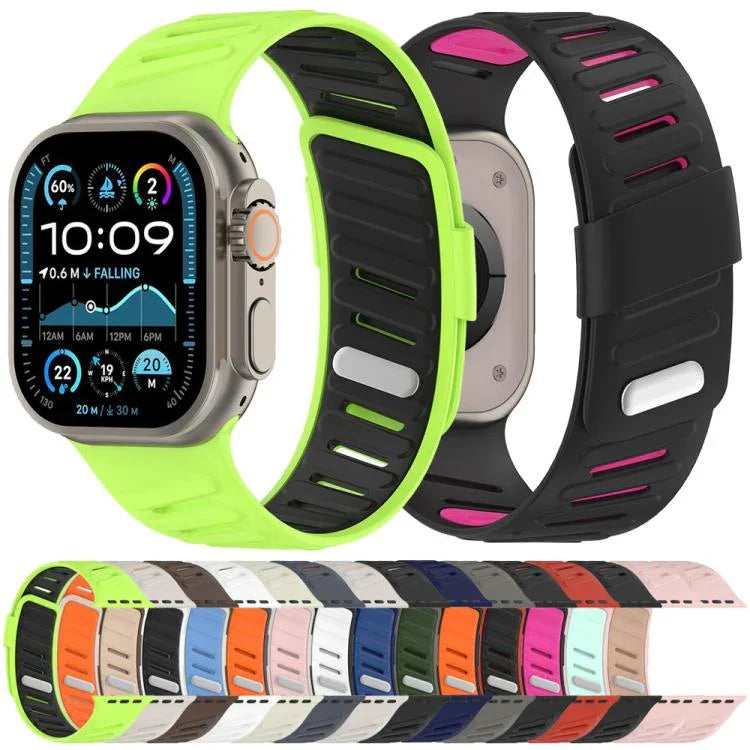 Pulseira de Relógio em Silicone Respirável Bicolor com Fivela Oblíqua, Para Apple Watch 46mm / 49mm / 45mm / 44mm