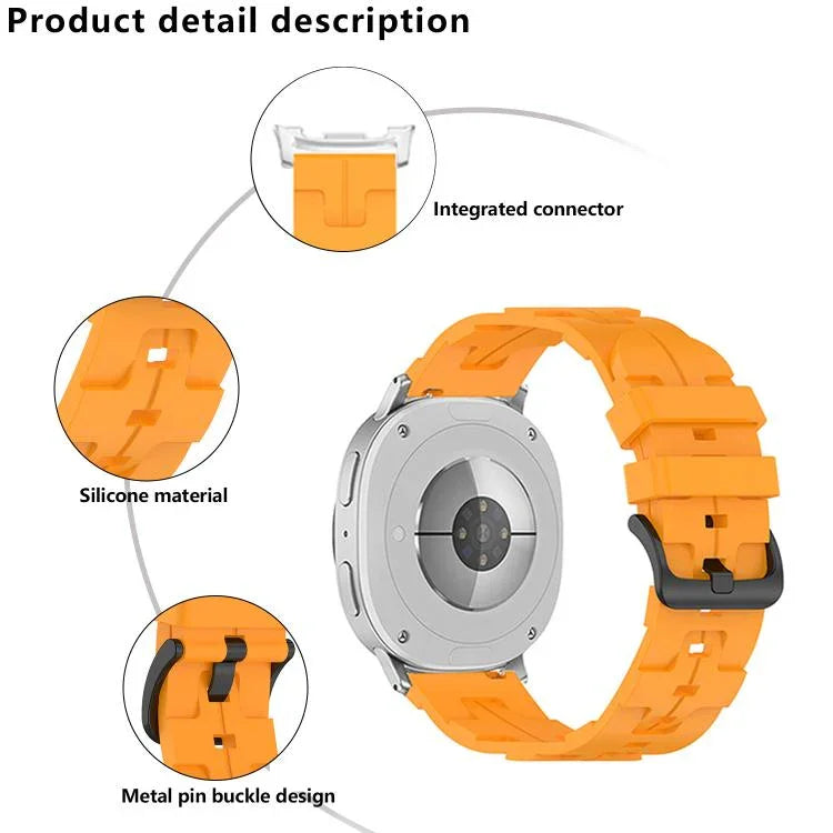 Bracelete de Silicone com Fivela Preta e Cauda Redonda, para Samsung Galaxy Watch8 / Watch8 Classic