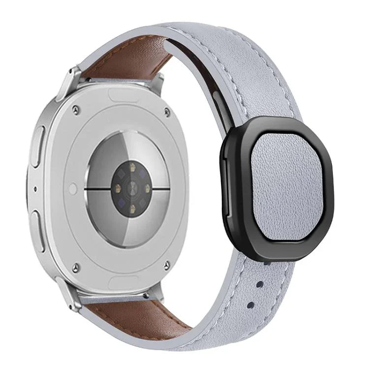 Correia de Relógio em Pele Genuína com Fivela Magnética Dobrável, Para Samsung Galaxy Watch8 / Watch8 Classic