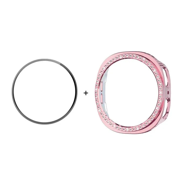 Capa de Relógio ENKAY Hat-Prince em PC com Diamantes e Filme Macio PMMA de Cobertura Total, para Samsung Galaxy Watch8 44mm, para Samsung Galaxy Watch8 40mm