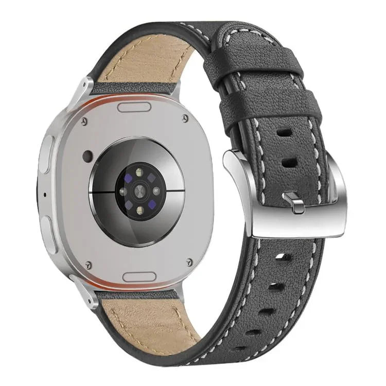 Correia de Relógio em Pele com Fivela Quadrada e Cauda Redonda, Para Samsung Galaxy Watch8 / Watch8 Classic