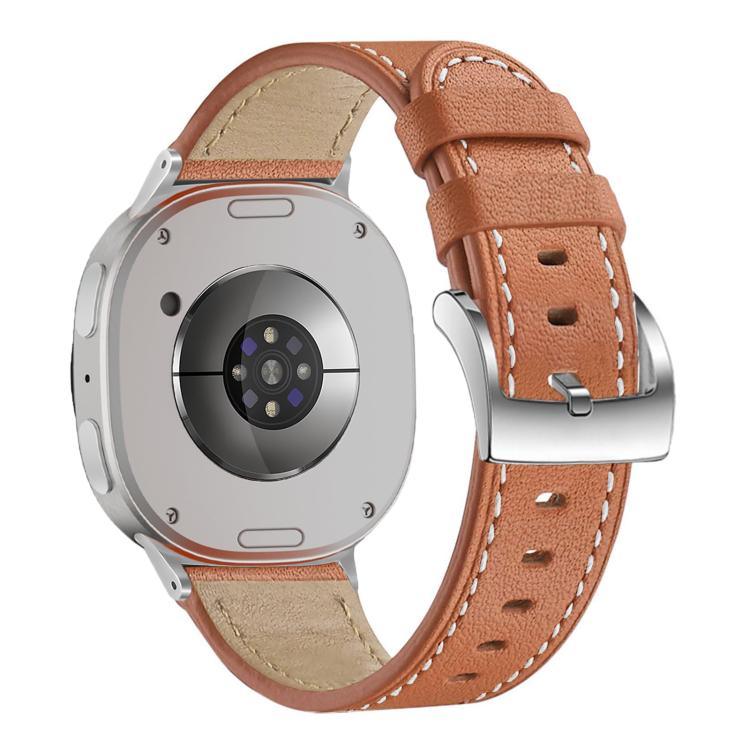 Round Tail Square Buckle Leather Watch Band, For Samsung Galaxy Watch8 / Watch8 Classic