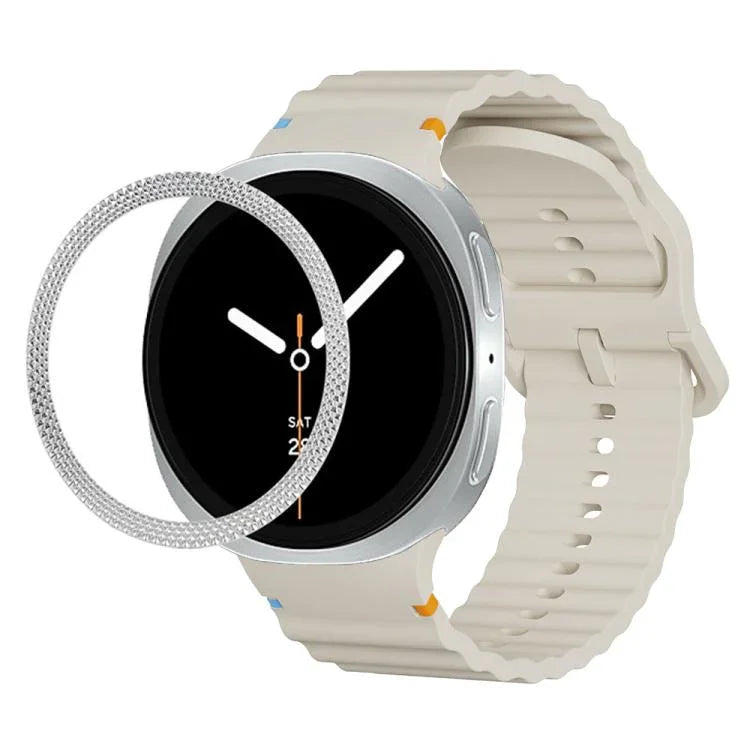 Correia de Silicone com Bisel de Textura Rombica e Fivela Colorida com Grão Ondulado e Costura, Para Samsung Galaxy Watch8 44mm, Para Samsung Galaxy Watch8 40mm