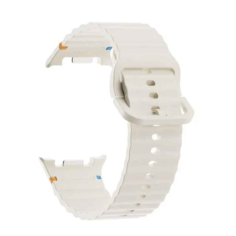 Correia de Silicone com Bisel de Diamante e Fivela Colorida com Grão Ondulado e Costura, Para Samsung Galaxy Watch8 44mm, Para Samsung Galaxy Watch8 40mm