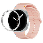 Correia de Silicone com Bisel de Diamante e Fivela Colorida com Grão Ondulado e Costura, Para Samsung Galaxy Watch8 44mm, Para Samsung Galaxy Watch8 40mm