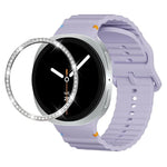 Correia de Silicone com Bisel de Diamante e Fivela Colorida com Grão Ondulado e Costura, Para Samsung Galaxy Watch8 44mm, Para Samsung Galaxy Watch8 40mm