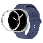 Correia de Silicone com Bisel de Diamante e Fivela Colorida com Grão Ondulado e Costura, Para Samsung Galaxy Watch8 44mm, Para Samsung Galaxy Watch8 40mm