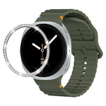 Correia de Silicone com Bisel de Diamante e Fivela Colorida com Grão Ondulado e Costura, Para Samsung Galaxy Watch8 44mm, Para Samsung Galaxy Watch8 40mm